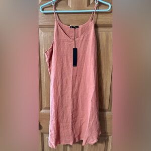 REVOLVE KEISA Linen Coral Sleeveless Slip Dress - LARGE NWT